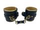 Ankle Cuffs in Black Croc and Gold Leather