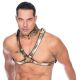 Metallic Male Upper Body Cross Harness Leather Lined 
