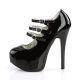 TEEZE-05 Black Shiny 3 Buckle Strapped Shoe Concealed Platform